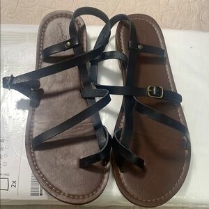 Black Leather Strappy Sandals